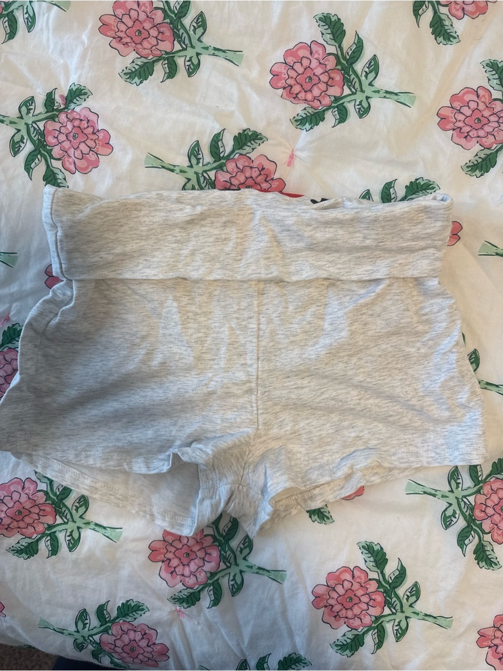 Edikted Light Gray Fold-Over Waist Bike Shorts
